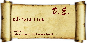 Dávid Elek névjegykártya